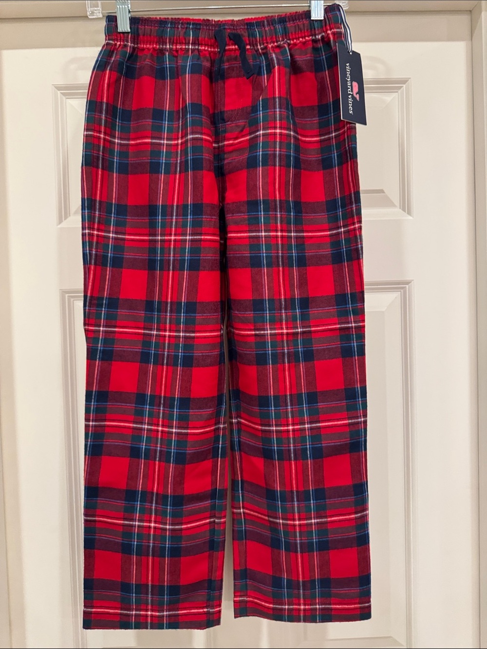 NWT Boys Vineyard Vines Red & Navy Balsam Plaid Flannel Lounge Pants Sz M 10-12